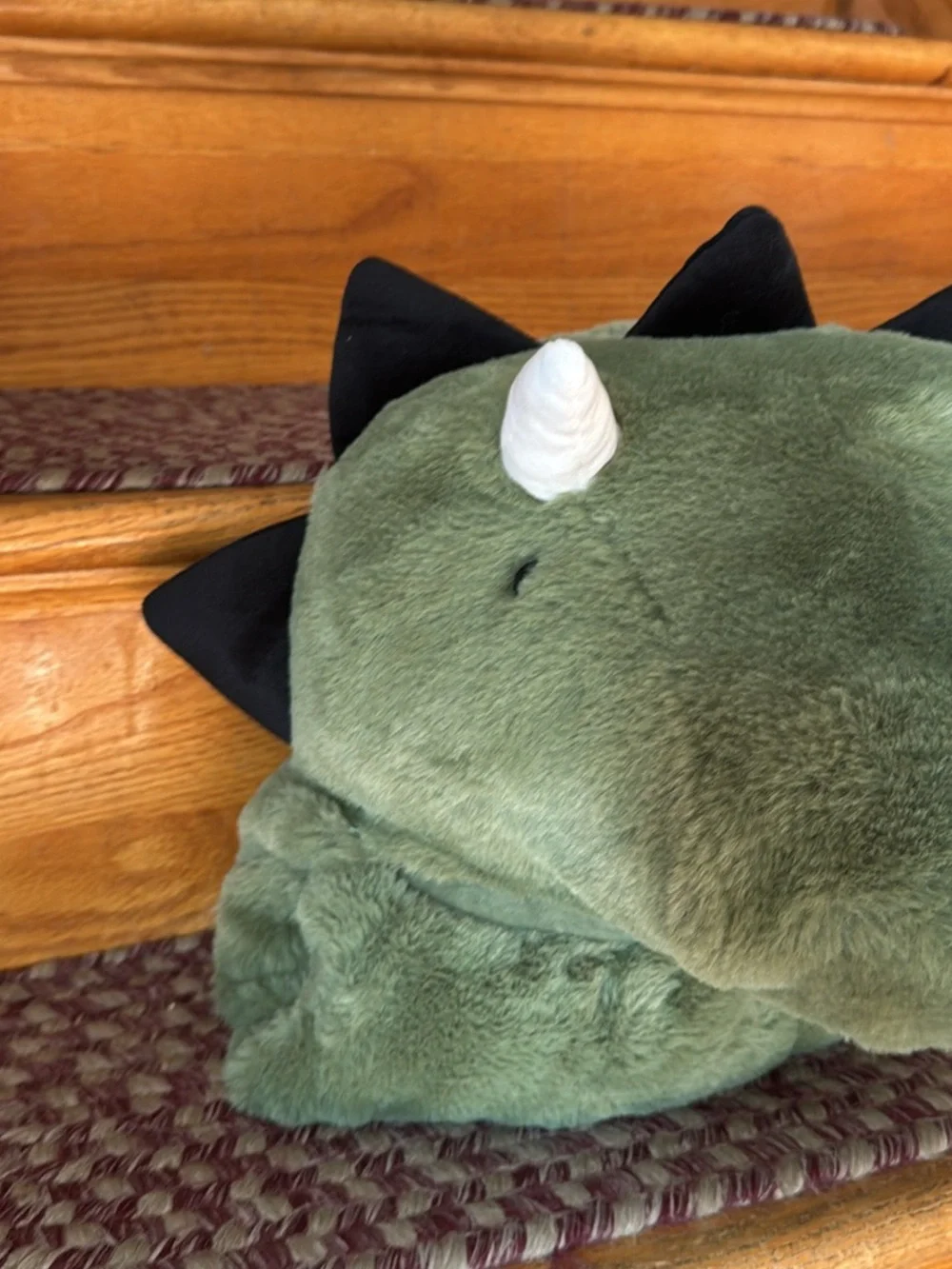 Kids Green Triceratops Plush Hooded Costume